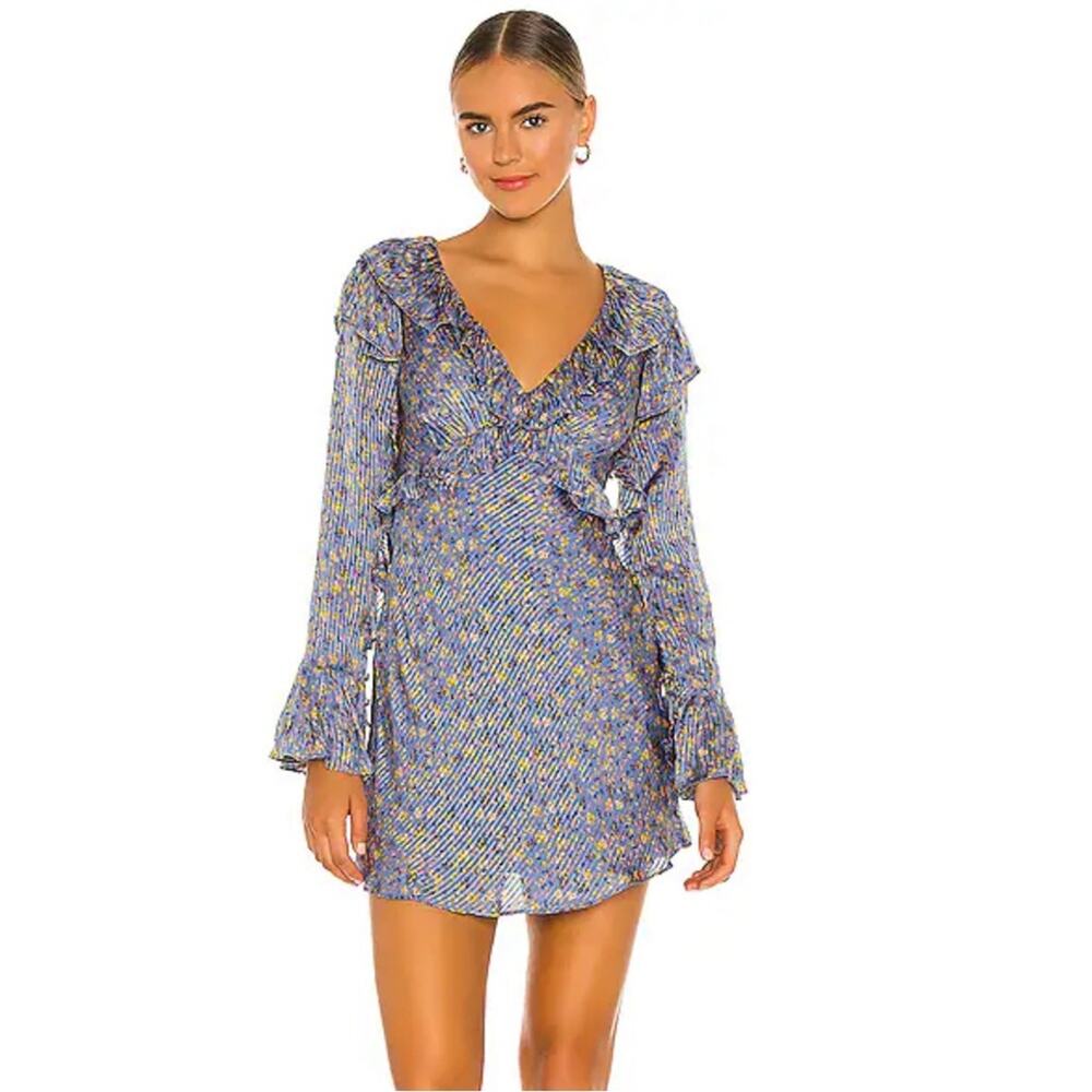 Free People Sweetest Thing Mini Dress Floral Blue Size 6 NWOT